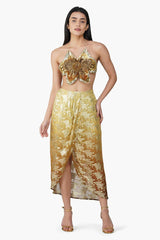 FLORAL GOLDEN MIDI SKIRT