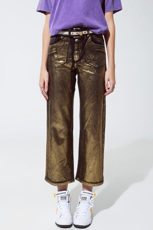 Maria Metallic Gold Jean