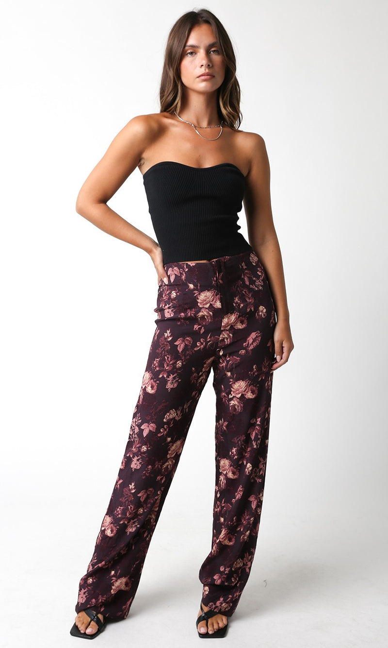 BROWN FLORAL PANT