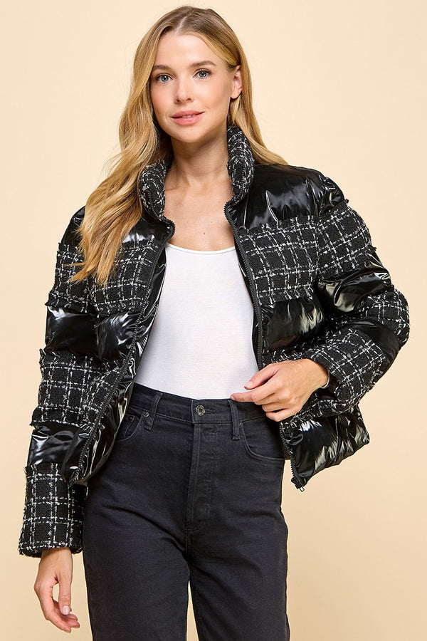 GENEVIEVE PUFFER TWEED JACKET