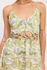 GREEN LACE CUT DRESS