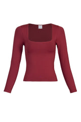 BASIC SQUARE NECK LONG SLEEVE TOP