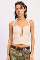 HALTER NECK TOP WITH CUTOUT