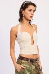 HALTER NECK TOP WITH CUTOUT