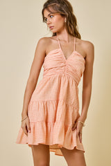 APRICOT HALTER DRESS