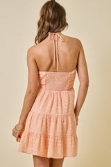 APRICOT HALTER DRESS