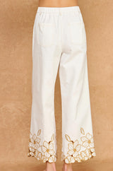 FLORAL EMBRO TWILL PANTS