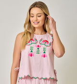 PINK EMBROIDERY TOP