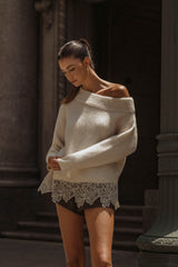 LACE HEM SWEATER