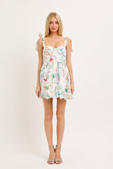 WHITE MULTI COLOR MINI DRESS