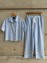 BLUE STRIPES LACE DETAIL SET