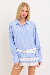 STRIPES BELTED DRESS