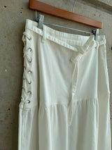 WHITE DENIM SKIRT W LACE