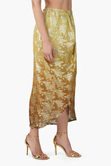 FLORAL GOLDEN MIDI SKIRT
