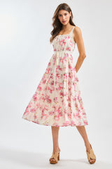 PINK GARDENIA MIDI DRESS