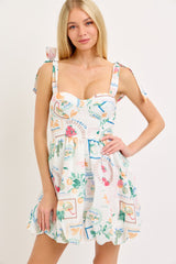 WHITE MULTI COLOR MINI DRESS