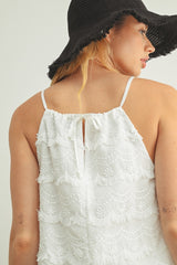 FRINGE SCALLOP WHITE SHORT SET