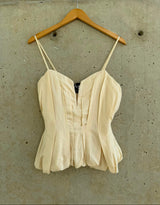 BEIGE VCUT PEPLUM TOP