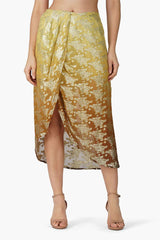 FLORAL GOLDEN MIDI SKIRT